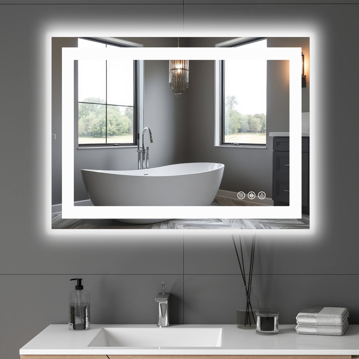 Future Nest Living – Luxury Smart LED Bathroom Mirror (Anti-Fog, Adjustable Brightness)