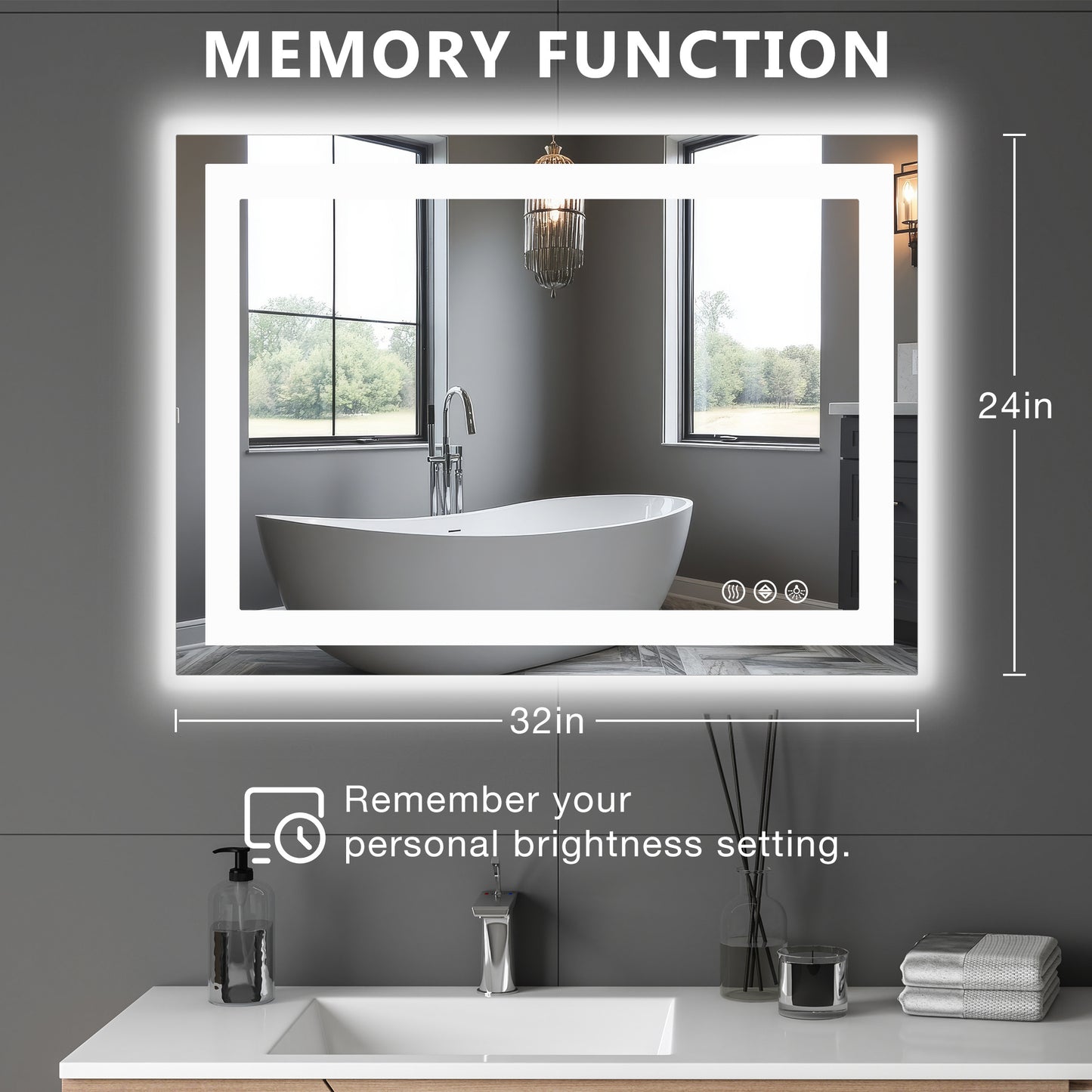 Future Nest Living – Luxury Smart LED Bathroom Mirror (Anti-Fog, Adjustable Brightness)