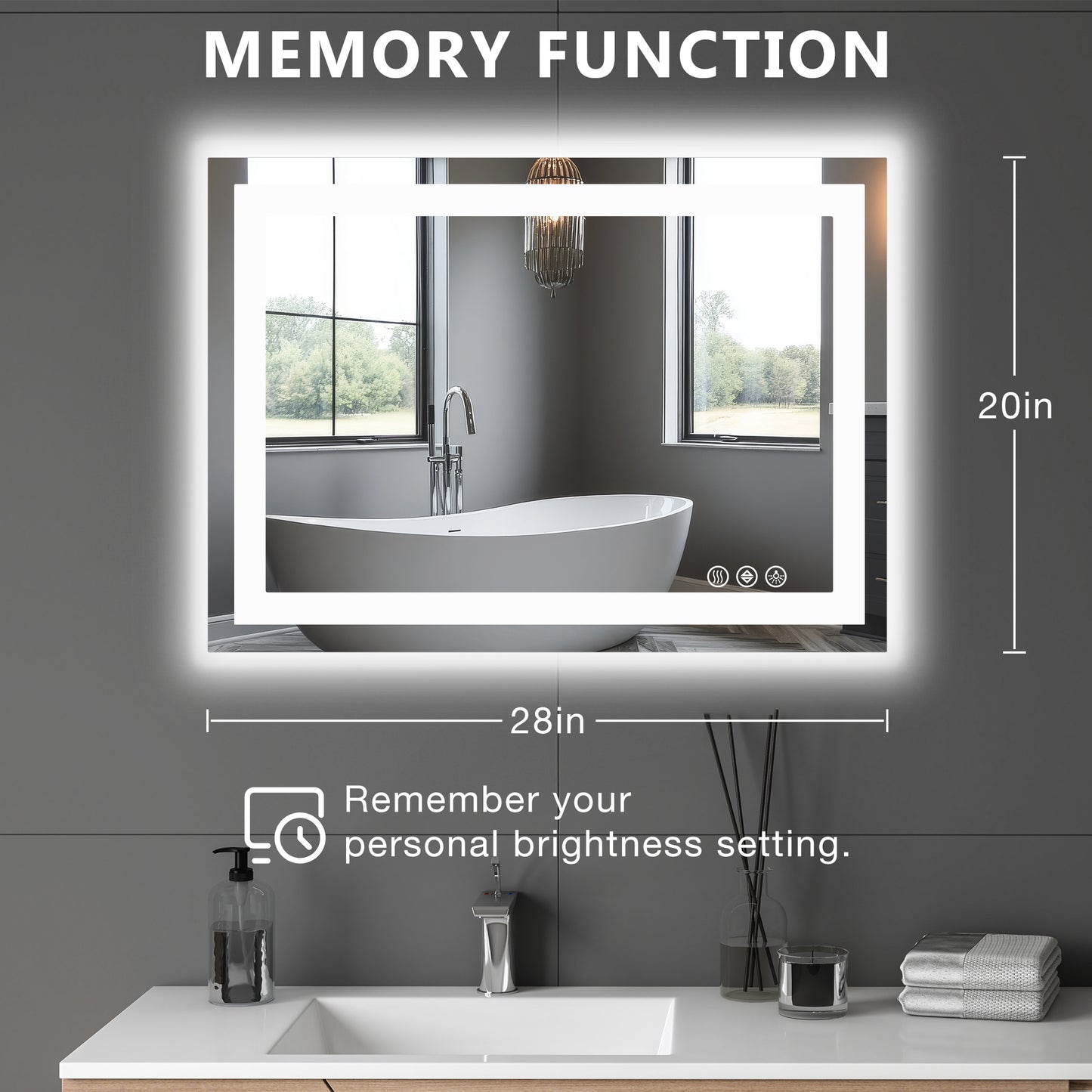 Future Nest Living – Luxury Smart LED Bathroom Mirror (Anti-Fog, Adjustable Brightness)