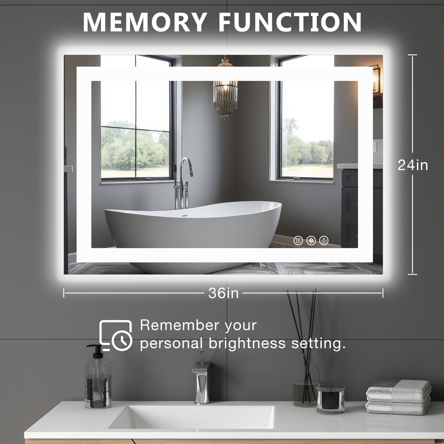 Future Nest Living – Luxury Smart LED Bathroom Mirror (Anti-Fog, Adjustable Brightness)